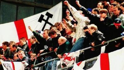 England fans at Lansdowne Road in 1995