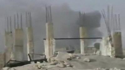 Smoke rising in Qusair