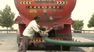 Tanker at Dubai sewage plant