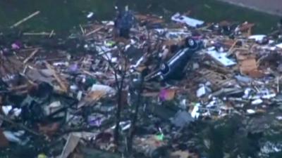 Upturned car in Oklahoma