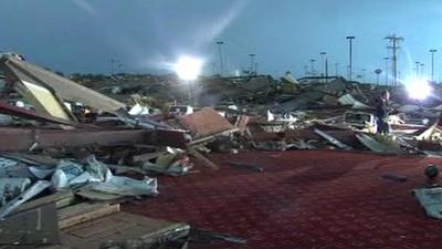 The bowling alley in Moore, Oklahoma, which has been flatted by the tornado