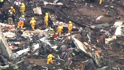 Aerial photo shows rescue effort at Plaza Towers Elementary School after it was hit by a massive tornado in Moore