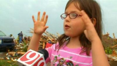 Girl from tornado-flattened school