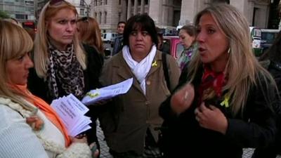 Women protesting outside the Supreme court in Buenos Aires