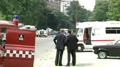 Policemen at the scene of the IRA Hyde Park bombing in 1982