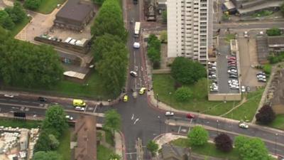 Aerial view of Woolwich incident