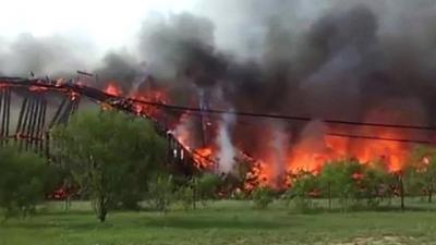 Railroad bridge burns down