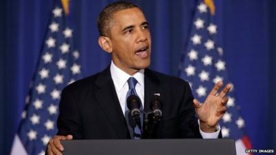 Barack Obama speaking in Washington