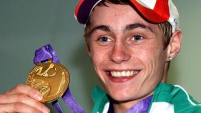 Ryan Burnett with his gold medal at the World Youth Olympic Games