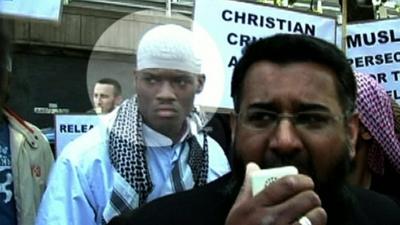 Alleged attacker Michael Adebolajo (Left, in white clothes)