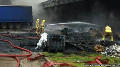 Firefighters at scene of factory fire