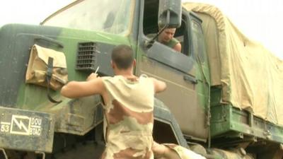 French troops on truck