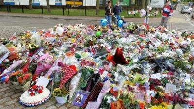 Floral tributes outside Woolwich barracks