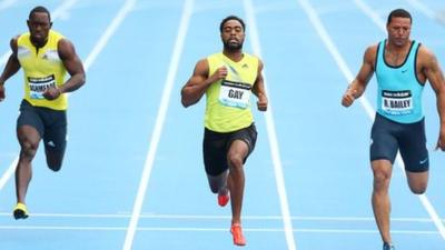 Tyson Gay wins the 100m at the Diamond League meet in New York