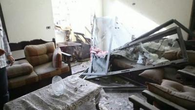 Residential building struck by rocket in Beirut