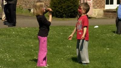 Two children at the picnic.