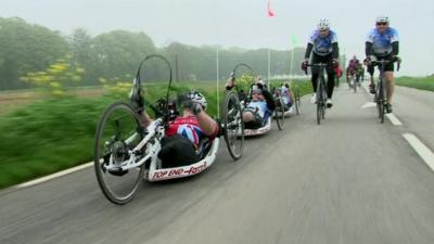 Cyclists on road