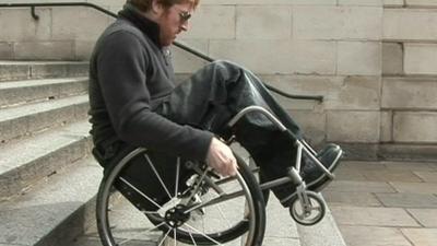 Pete Donnelly showing off his wheelchair skills