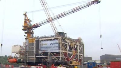 The Apache oil platform on the Tyne