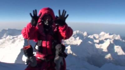 Gloucestershire climber Kenton Cool on top of Everest