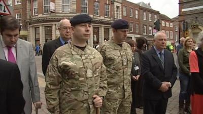 Soldiers at the service in Newbury town centre