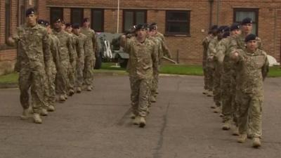 Soldiers at their base in North Luffenham, Rutland