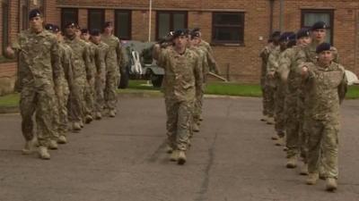 Soldiers at their base in North Luffenham, Rutland