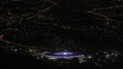 An aerial view of the Maracana stadium on 31 May