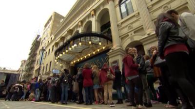 Fans lining up