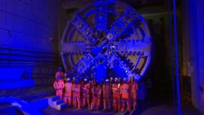 Under Canary Wharf where a Crossrail station is under construction