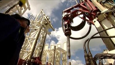 Machinery extracting gas at a plant