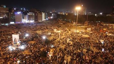 Thousands of protesters gather for another rally at the Taksim square in Istanbul