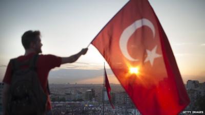 Man with Turkish flag