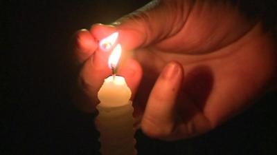 Candles lit during blackouts