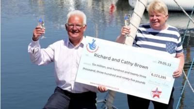 Lottery winners Richard and Cathy Brown from Ipswich, Suffolk