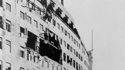 Bomb damage at Broadcasting House, October 1940