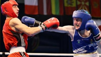 Istvan Ungvari on the receiving end of a Paddy Barnes punch