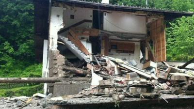 Home destroyed by floods in Austria