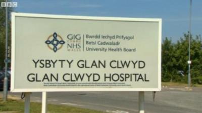 Glan Clwyd hospital sign