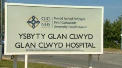 Glan Clwyd hospital sign