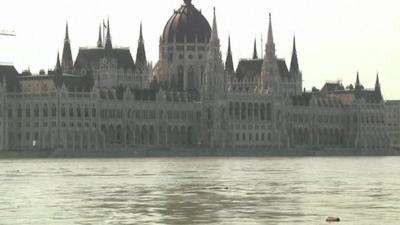 Flood waters near Hungarian parliament
