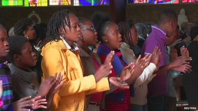 Church-goers in Soweto