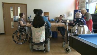 Disabled people at a day centre