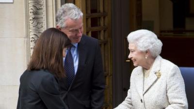 The Queen greets staff at the hospital