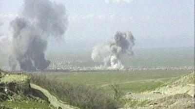 Smoke rises during the attack on Halabja