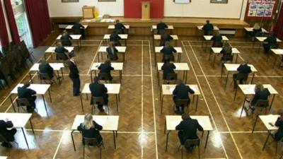 Students sitting exam