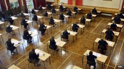 GCSE pupils sit exam