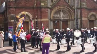 Orange Order parade at St Patricks Church