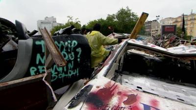 Debris in Taksim Square