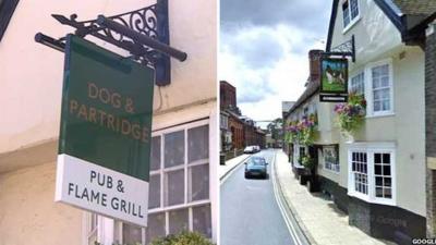 The new and old pub signs in Bury St Edmunds